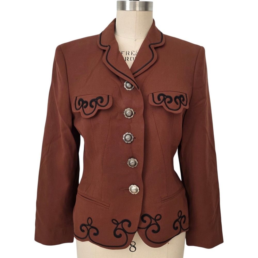 Hairston Roberson Women's fitted/Lined Jacket Western Style Vtg 100% Wool Sz 10